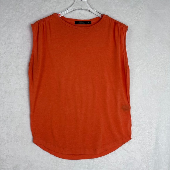 Polo Ralph Lauren XS Orange Sleeveless Tank Top Linen Viscose Blend - Picture 1 of 9